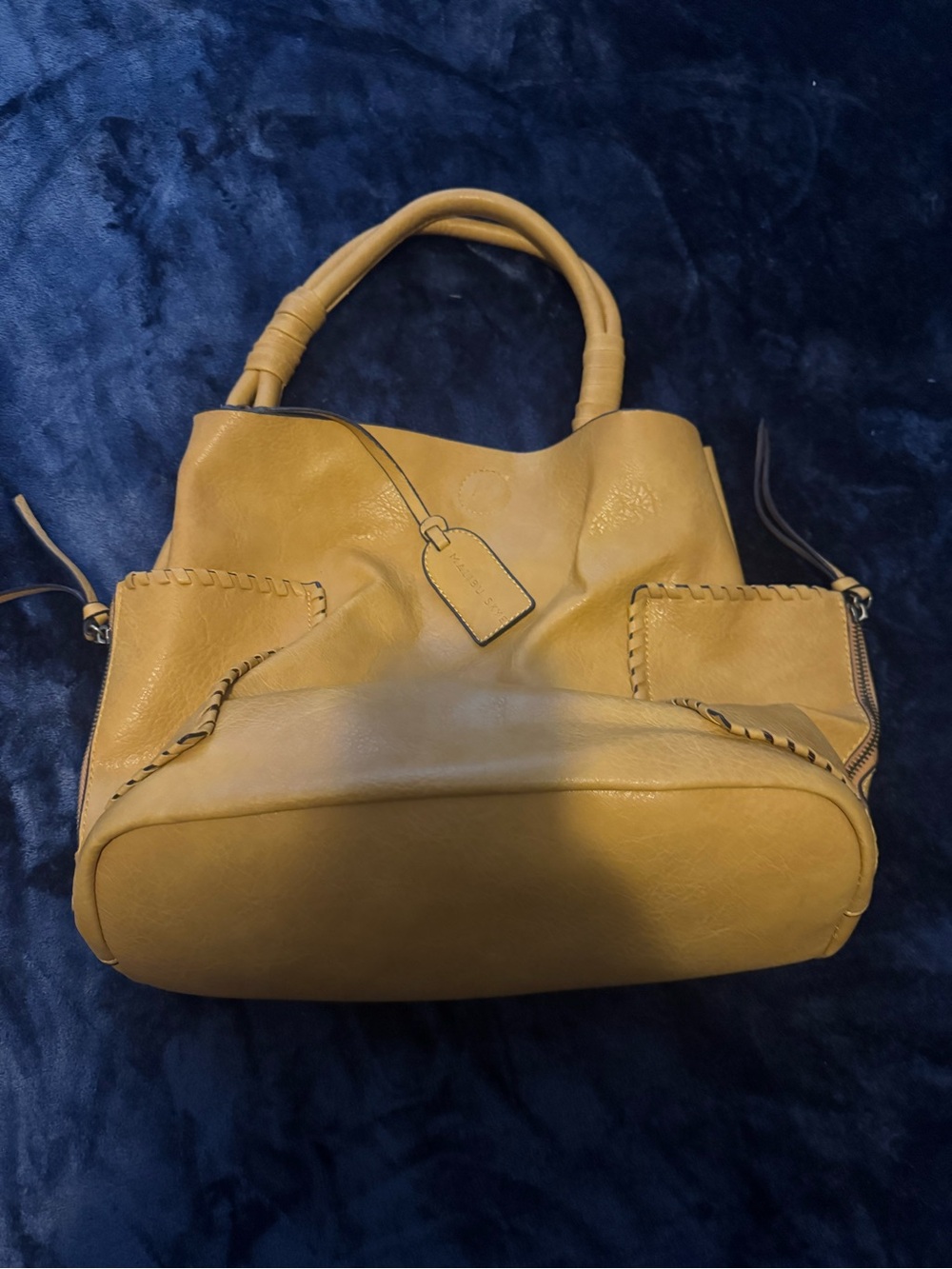 Women’s Mustard Leather Shoulder Bag with Top Handles